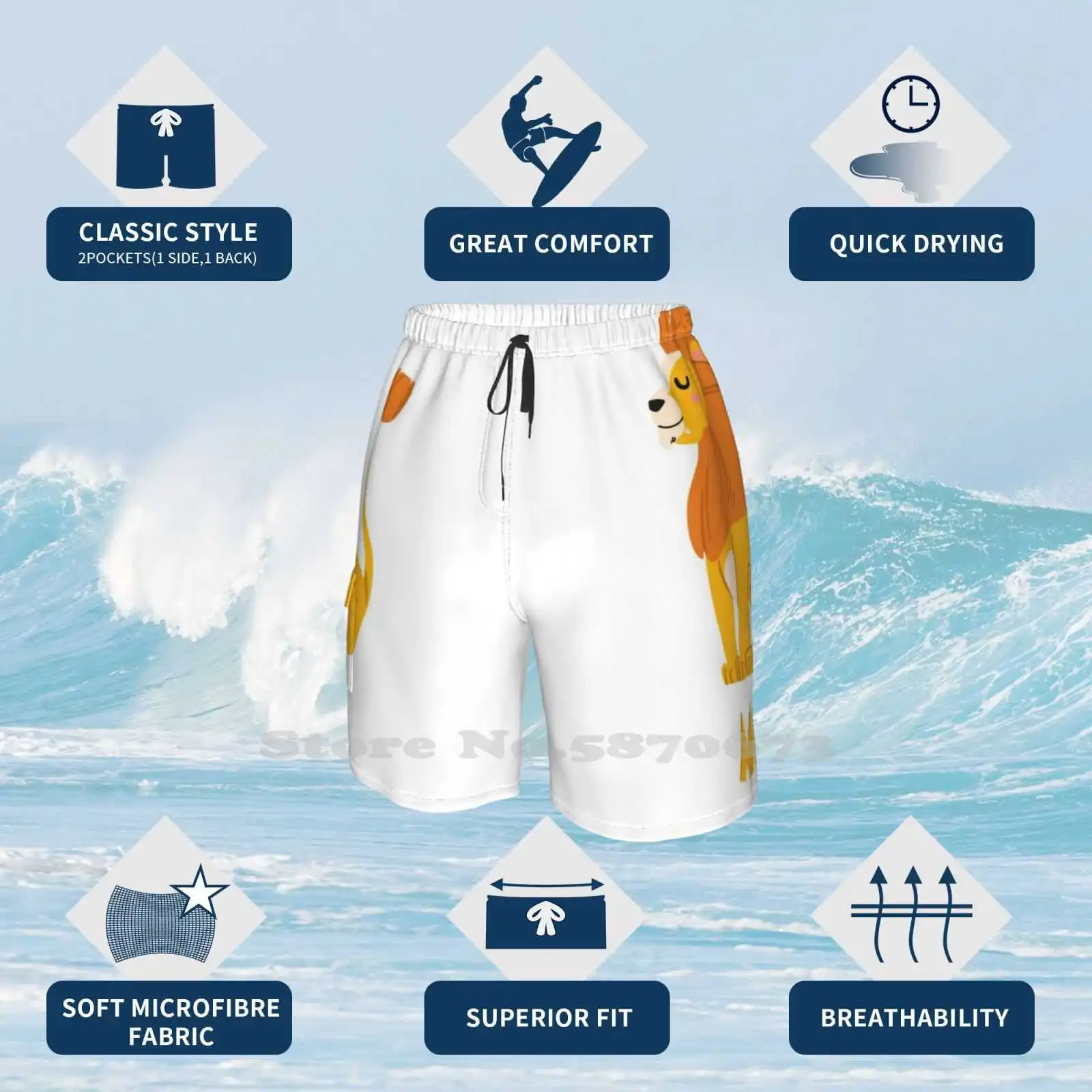 Шорты для плавания Milo Lion мальчиков спортивные пляжные с названием диких животных