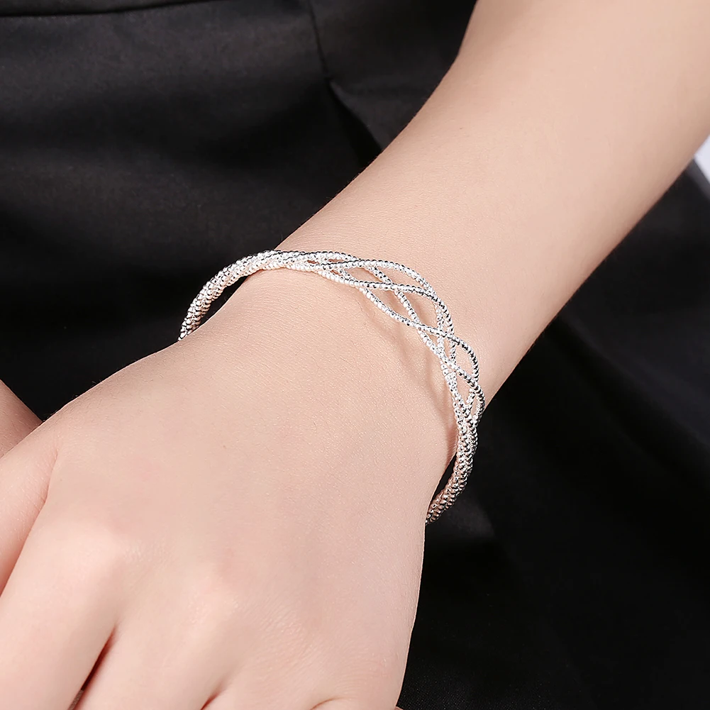 

INALIS Wind Line Design Round Shaped Bracelet Silver Color Bracelet For Women Fashion Jewelry Best Selling Valentine Day Gifts
