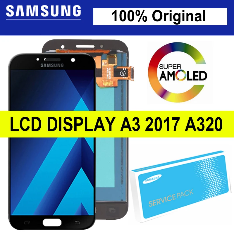100% Оригинал 4 7 ''ЖК-дисплей для SAMSUNG Galaxy A3 2017 A320 A320F сенсорный экран дигитайзер