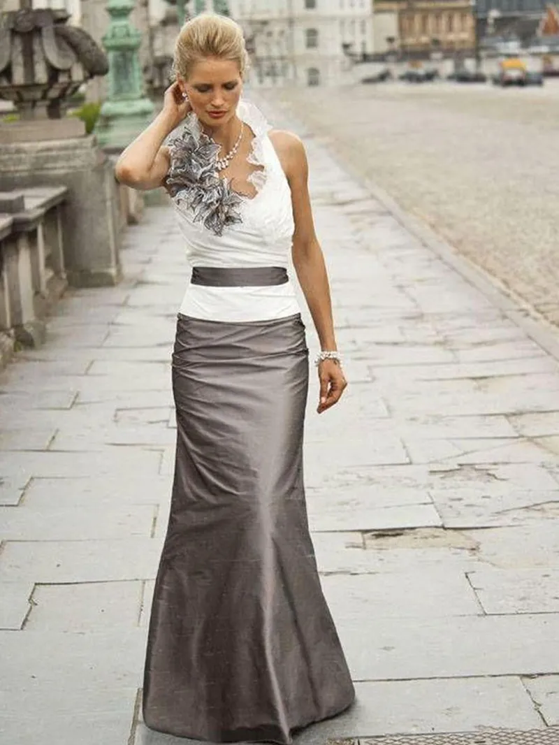 

Elegant Mermaid Evening Dress High Neck Sleeveless Appliques Splicing Party Prom Wear Gowns Robe De Soirée Mother Dresses