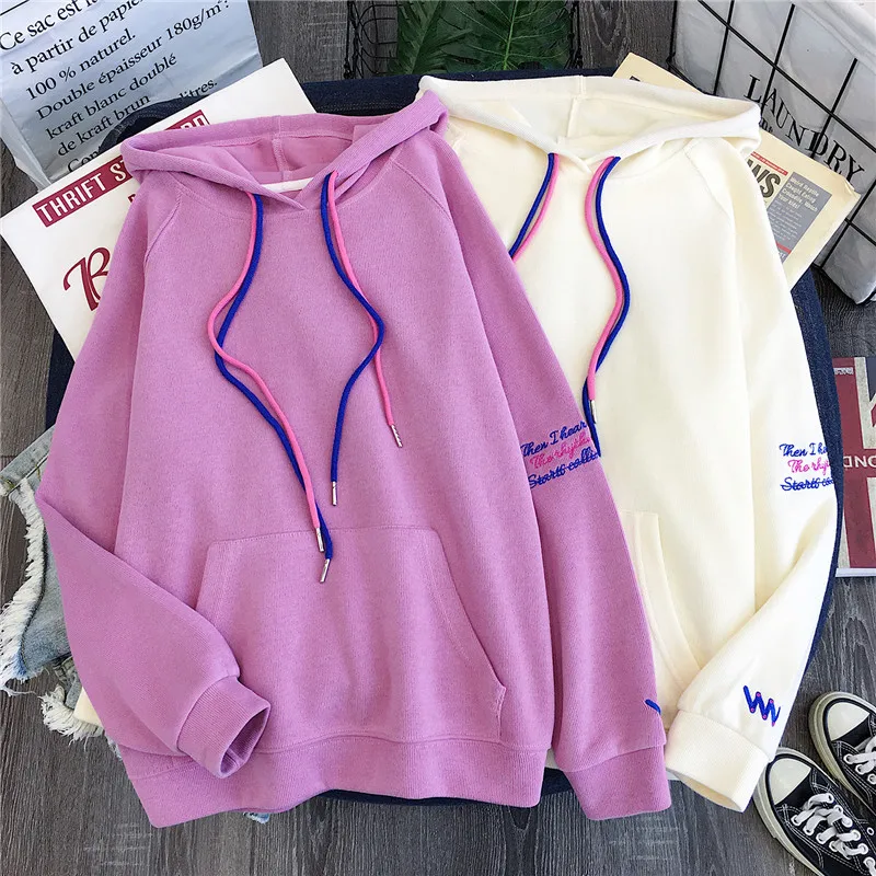 Autumn new Korea ulzzang Harajuku vintage BF simple hooded sweatshirt women ins fashion loose hooded casual female sweatshirt