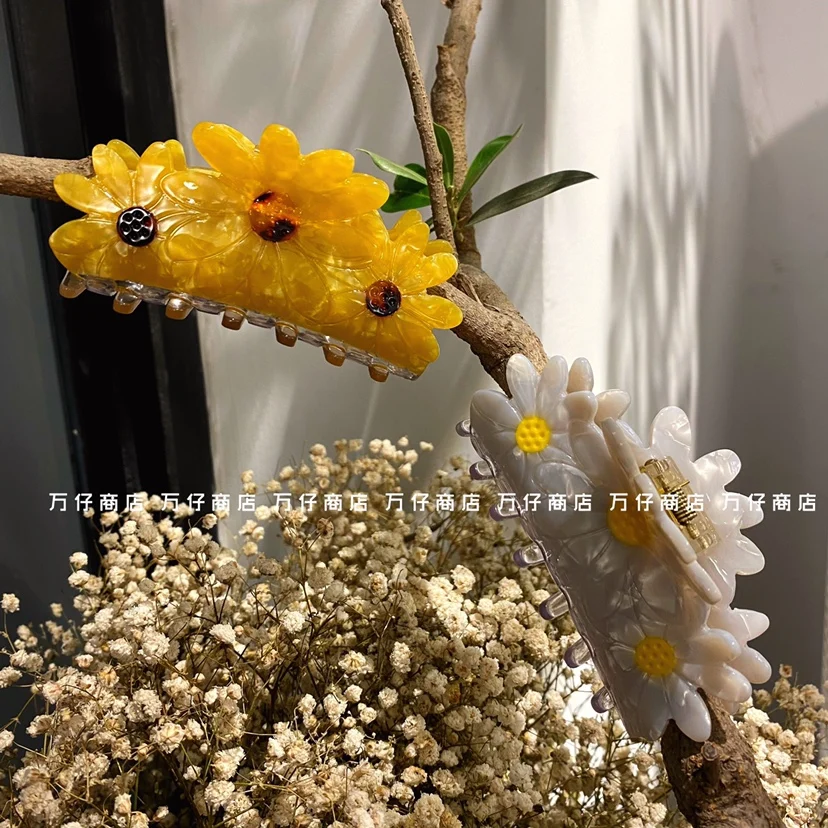 Заколка для волос с маргаритками модный зажим из ацетата милые винтажные