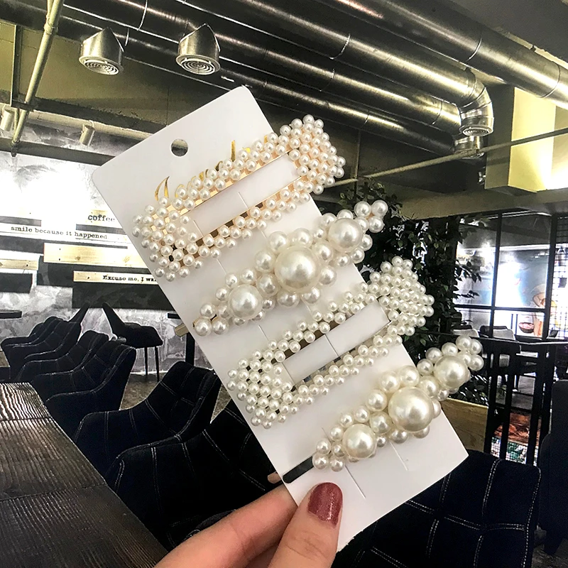 

Fashion Acrylic Pearl Hair Clips Set Sweet Headwear Hair Ornament Hairpins Barrettes Hairgrip Hair Accessories for Women Girls