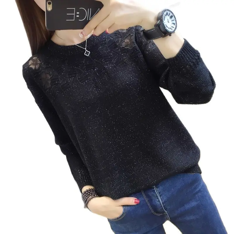 Вязаный свитер с длинным рукавом верхняя одежда без подкладки свободная тонкая