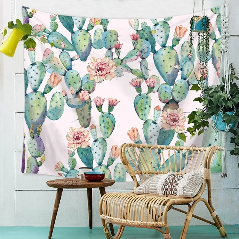 92x70 см ретро элегантный кактус печать Гобелен Мандала настенный хиппи гобелен