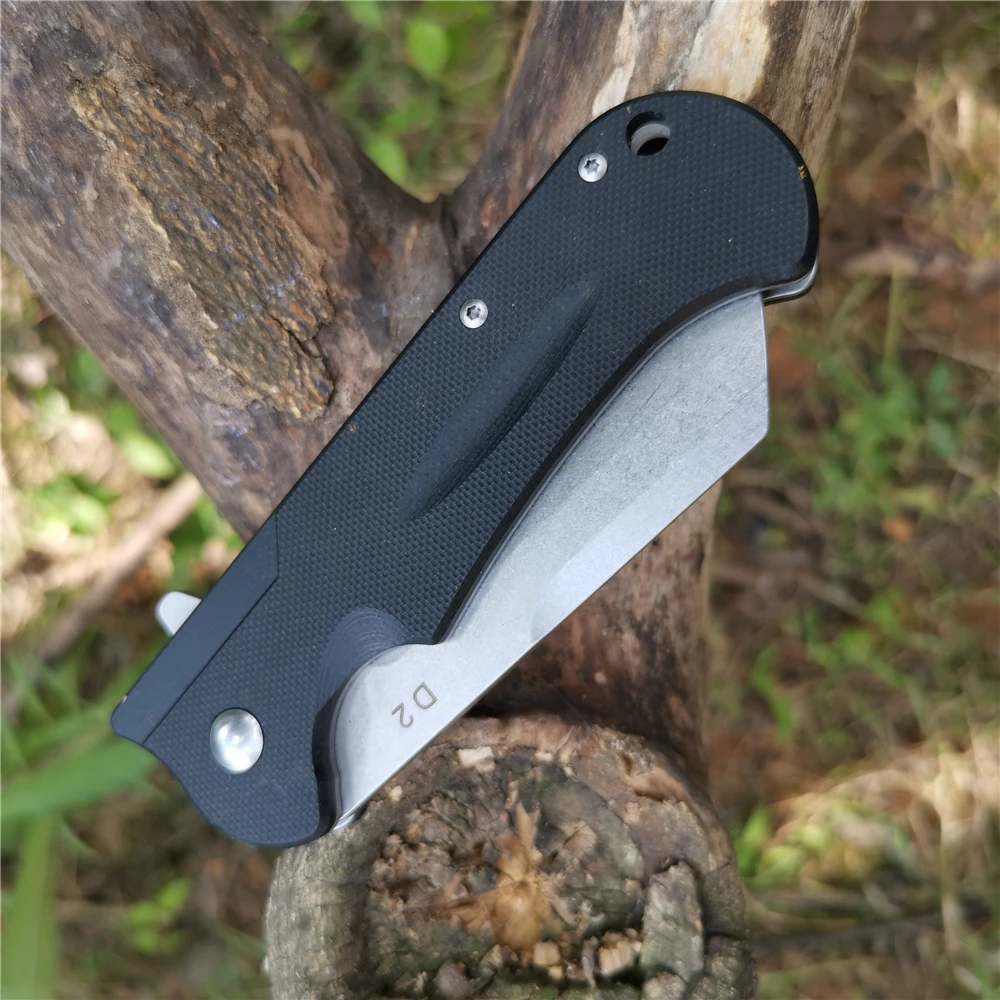 Карманный складной нож D2 система с атласным лезвием и рукояткой из G10 3 цвета для