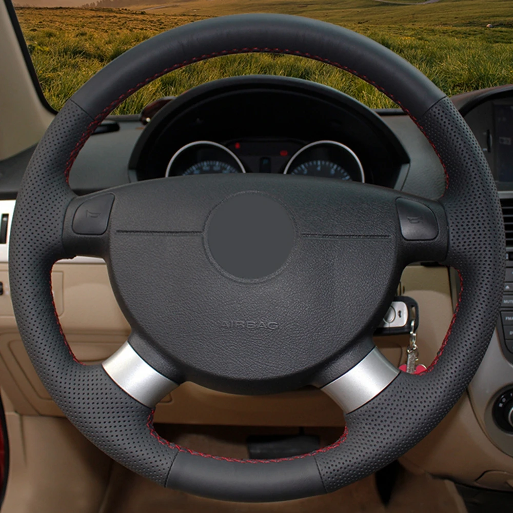 Рука сшитый черный искусственной кожи чехол рулевого колеса автомобиля для Chevrolet