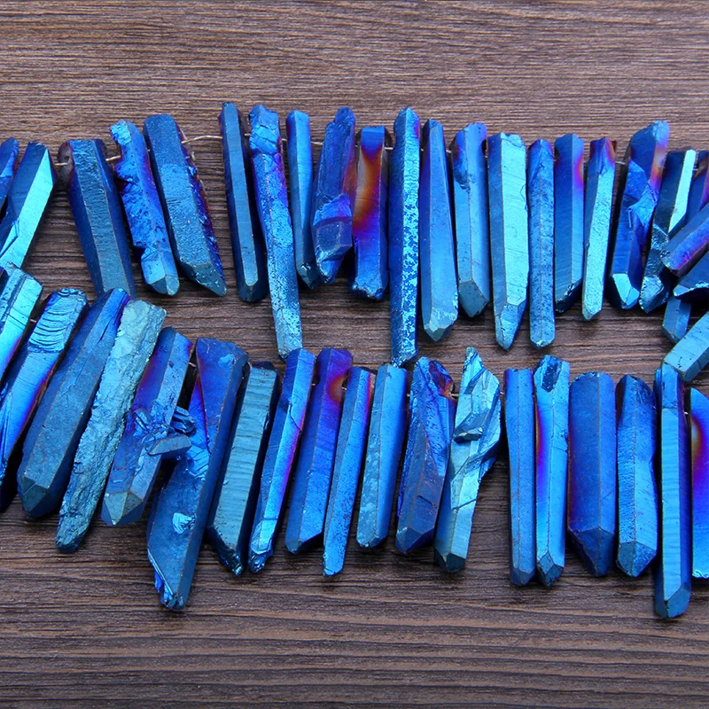 Натуральный Полированный синий кристалл титана кварцевый Топ бусина с