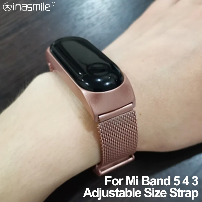 Удобный ремешок для Xiaomi Mi Band 3 4 5 металлический браслет из нержавеющей стали без