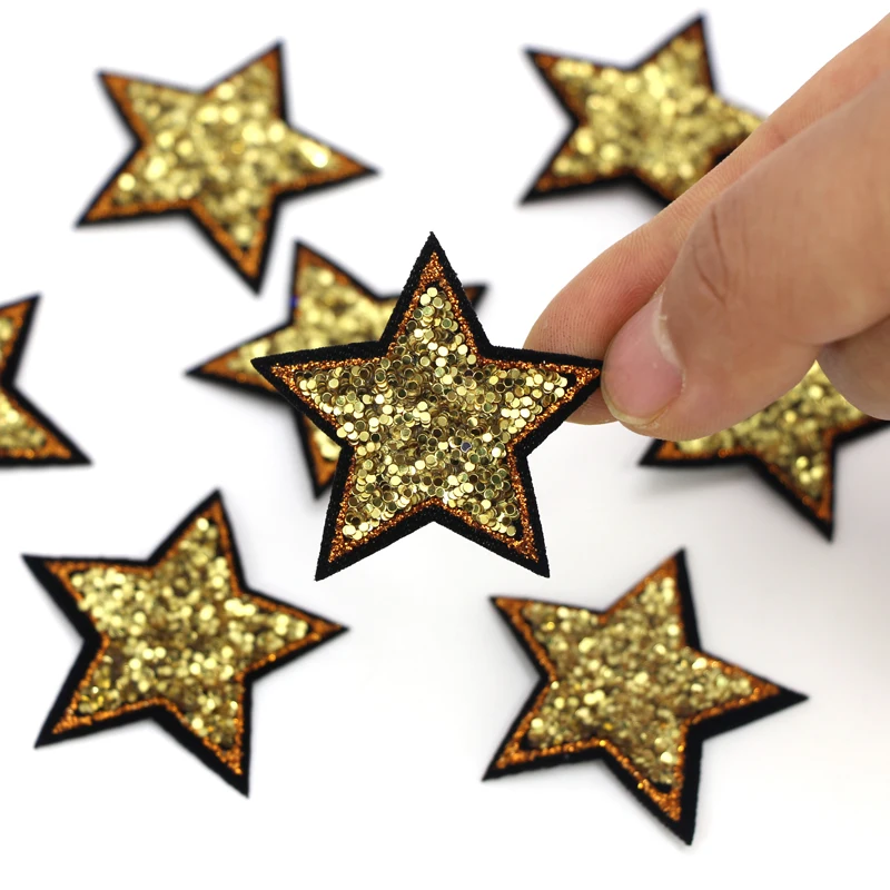 10 шт./лот нашивки с блестками и звездами для шитья наклейки со одежды джинсов