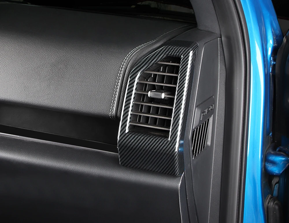 

Fit for Ford Raptor F-150 2015-2020 Car Accessories ABS Carbon Front Side AC Vent Outlet Sticker Cover Strips 3pcs Left Hand