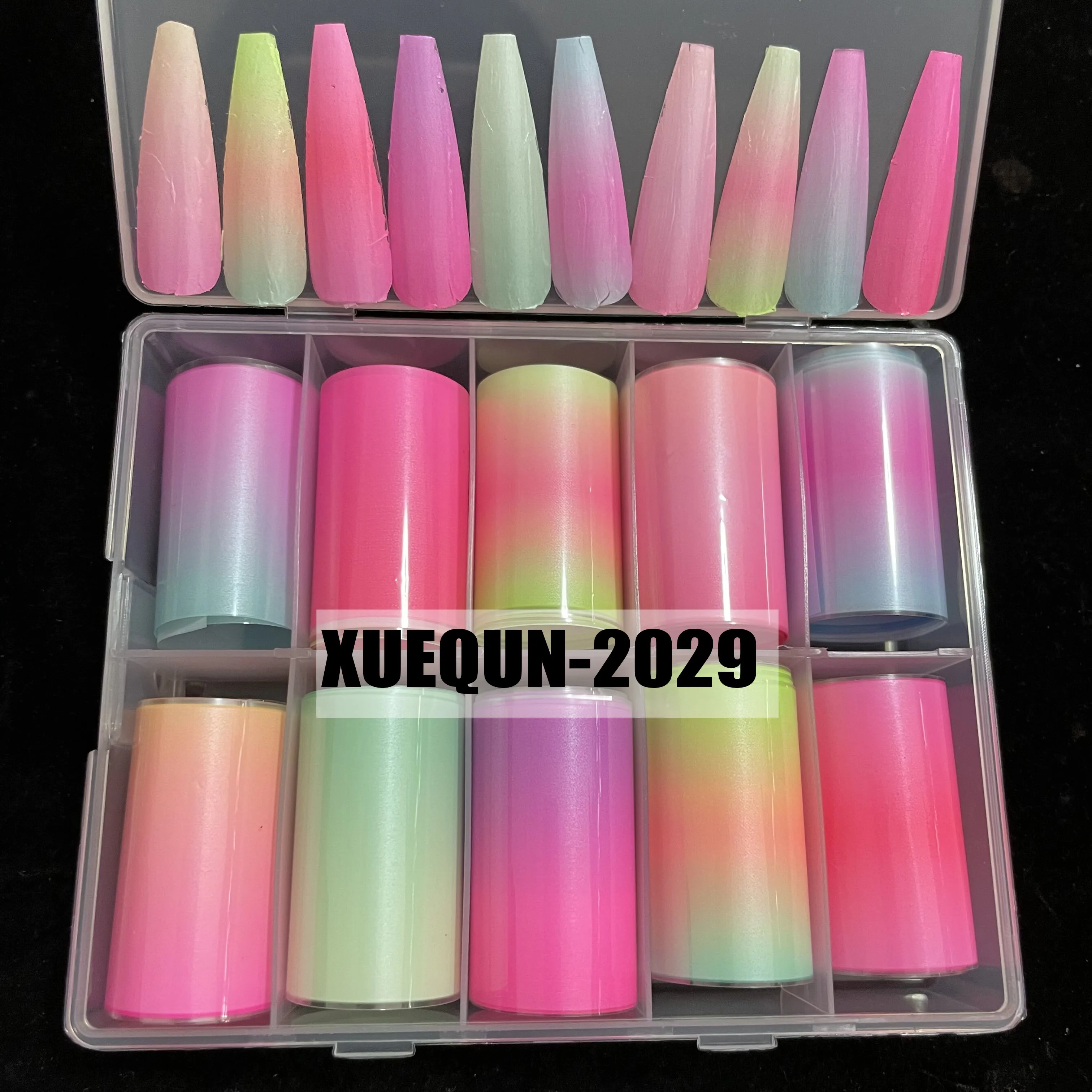 

XueQun 4*100cm Fluorescent gradient pink Designer Nail Foil