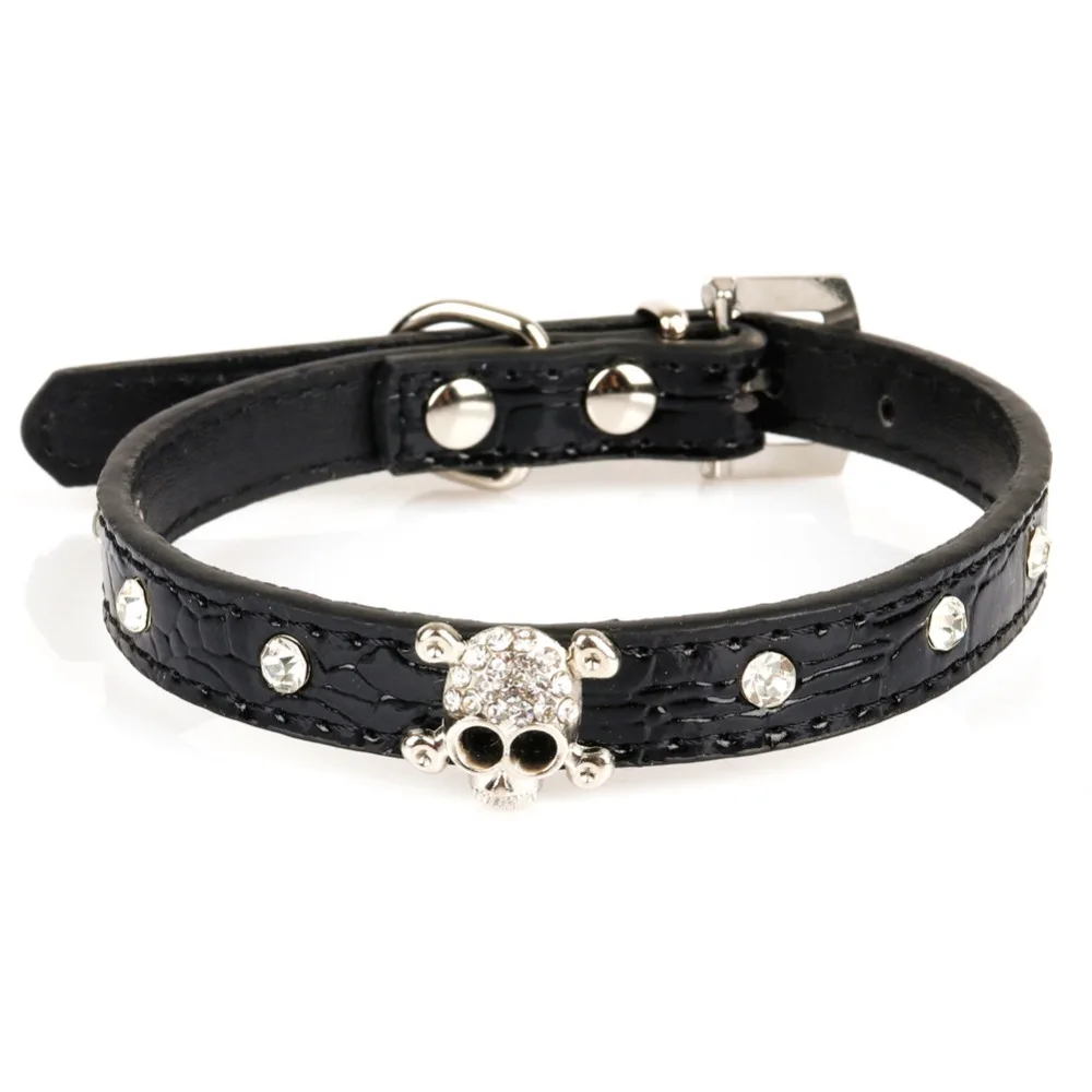 Ошейники для маленьких собак выдвижной Стразы с черепом аксессуары домашних