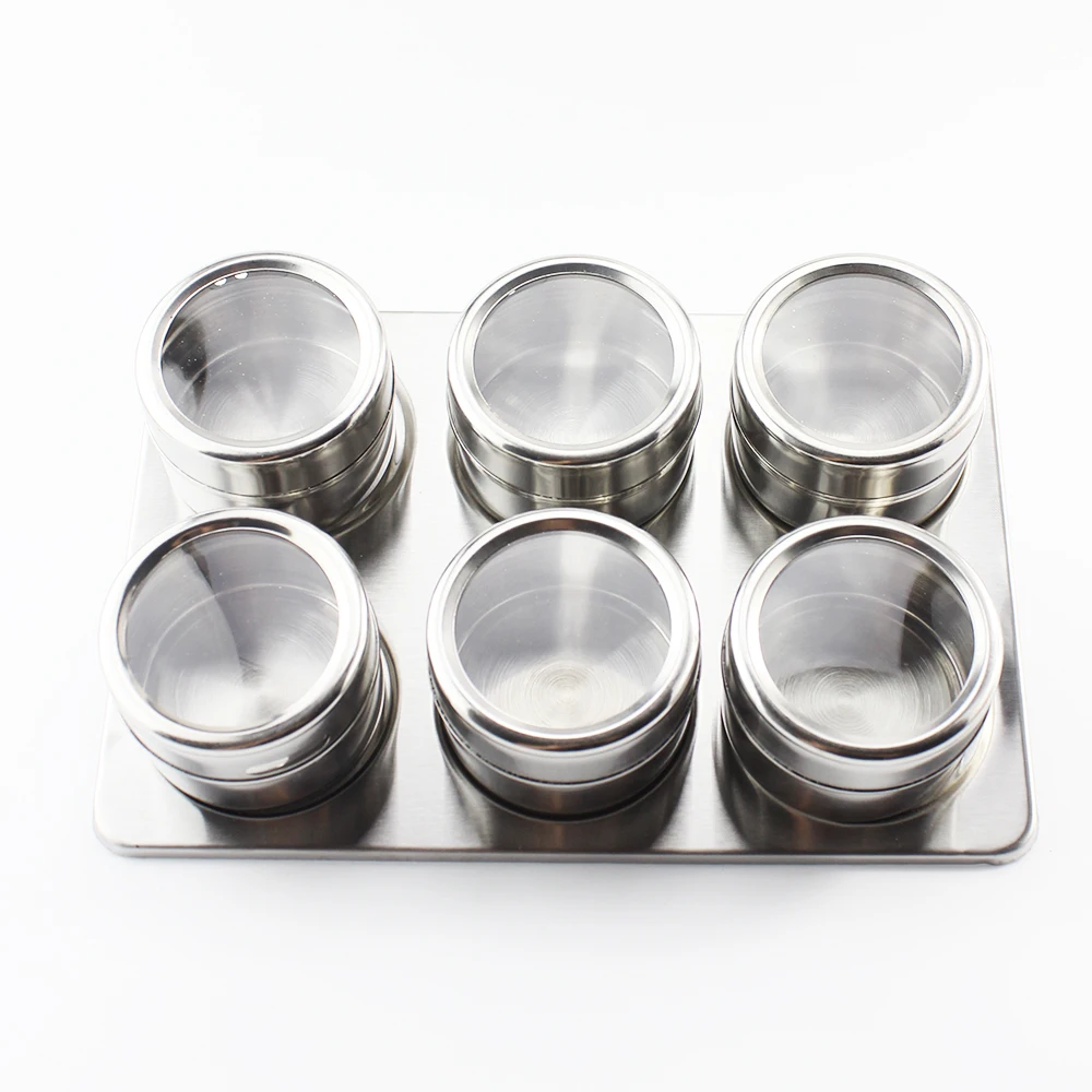 6 шт./компл. Магнитная бутылочка для специй из нержавеющей стали Набор высокого