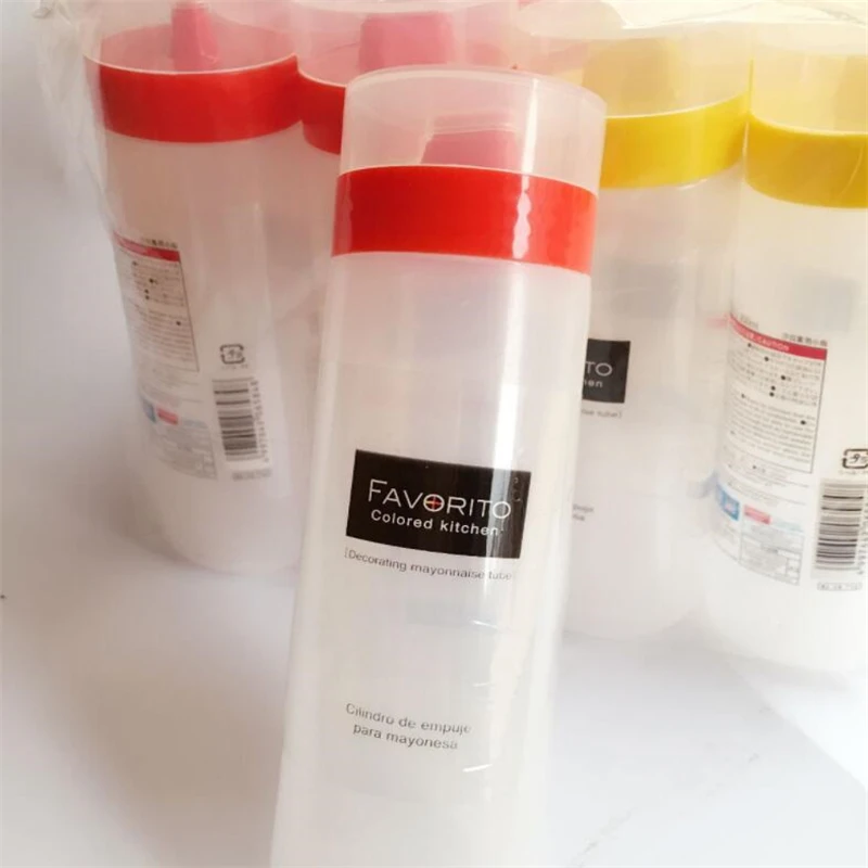 Герметичные бутылки для салата соус кетчупа желтая и красная отжимная 300 мл