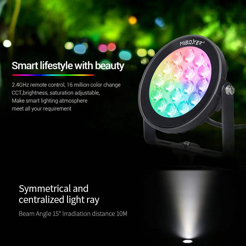 Miboxer 9W RGB + CCT умный светодиодный садовый светильник FUTC02 AC100 ~ 240V IP66