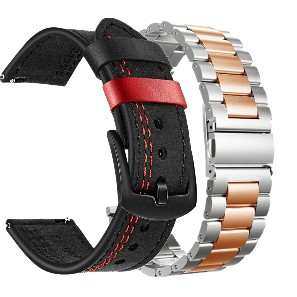 

for amazfit bip gts correa Stainless Steel strap for samsung gear s3 frontier galaxy watch 46mm active 2 huawei watch gt 2e band