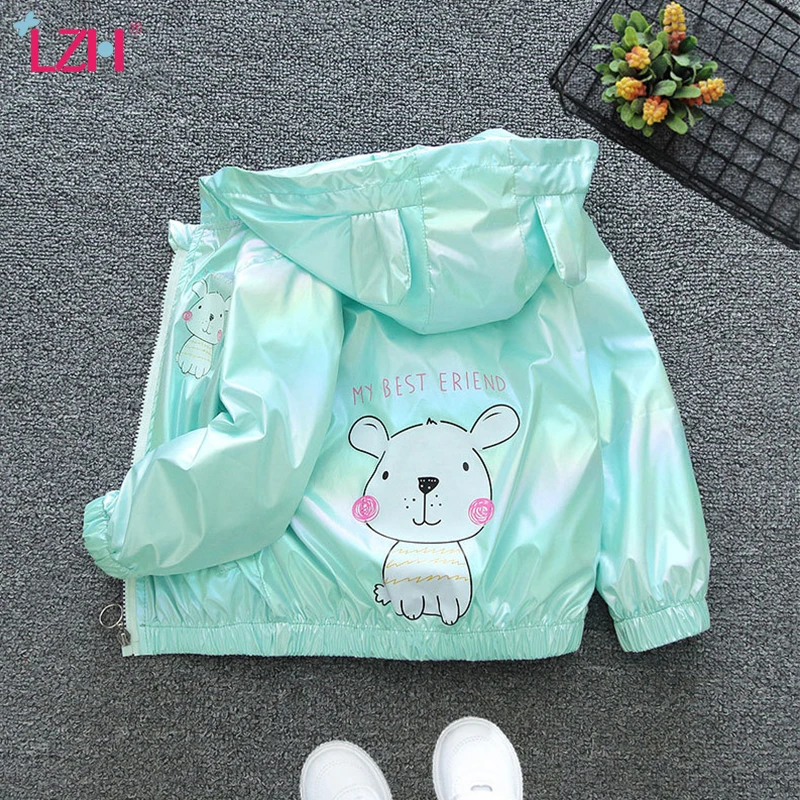 

LZH 2021 Autumn Cartoons Children's Coat Glossy Kids Cardigan Tops Long Sleeve Jacket For Girls Cute Trench Coat For Kid Clothes