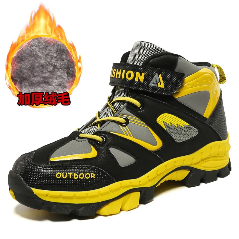 

High Top Kids Sneakers Outdoor Waterproof Hiking Sport Shoes for Boys Winter Warm Non-slip Children Boots Running Shoes for Kids