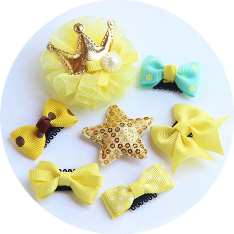 1 комплект = 7 шт Мода для девочек Набор шпилек ручной работы бант из ткани заколки