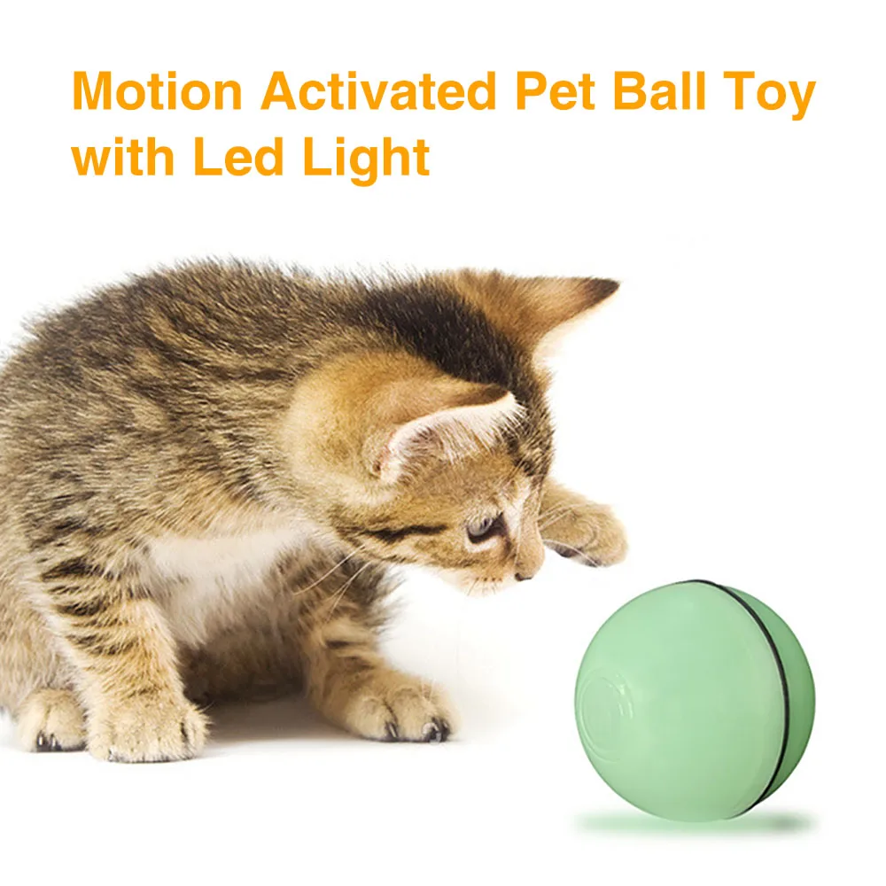 

Умная интерактивная игрушка для кошек, заряжаемый от USB мяч для домашних животных со светодиодной подсветкой, вращающийся на 360 градусов мяч...