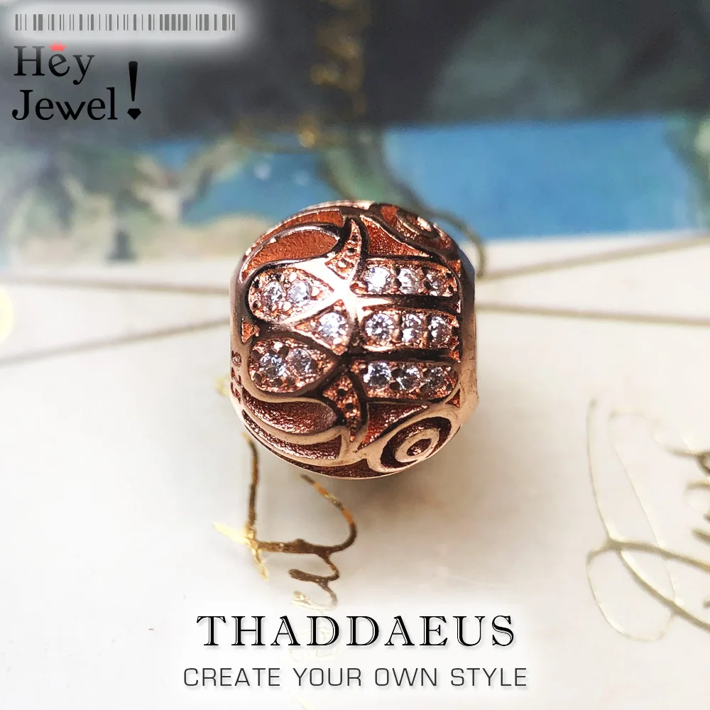 

Beads Hand of Fatima,Rose Gold Color Bead Fits Bracelet Necklace 2017 Brand New Europe Jewelry Accessories Gift For Women & Men