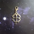 3 шт античный серебряный цвет Клевер зажим на очарование, растение ювелирные изделия, лист молния тянуть, клевер очарование