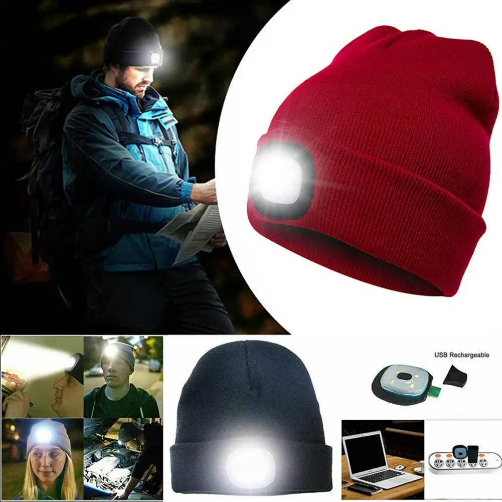 

New Arrival !!! LED Beanie Hat Flashlight Comfortable Woolen Yarn LED Beanie Hat with Light for Outdoor