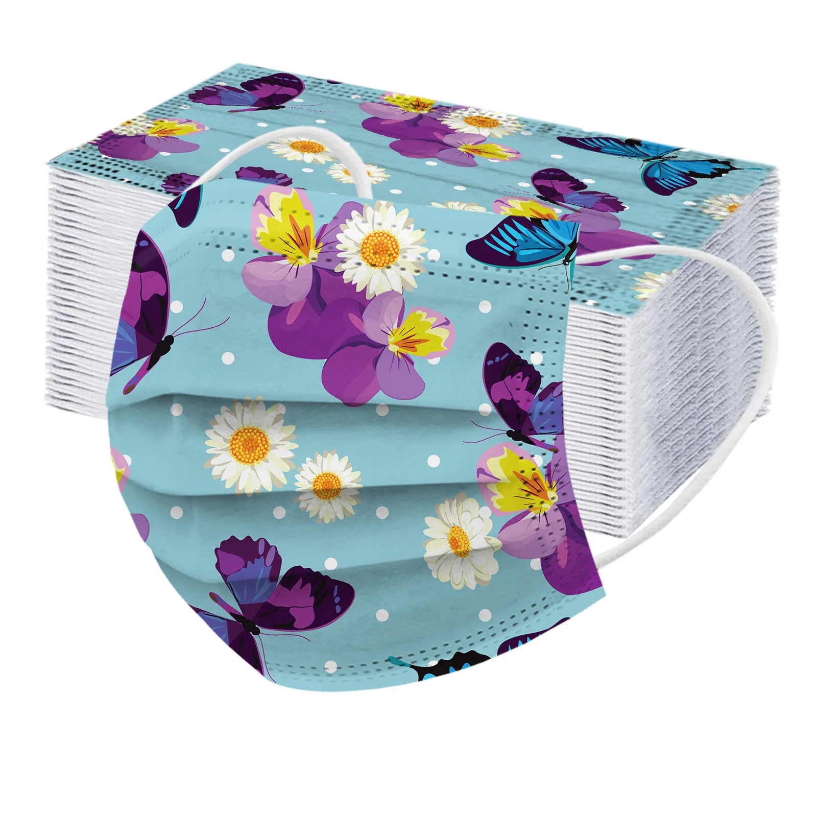 

50pcs Personality Adult Mouth Mask Anti-dust Pm2.5 Disposable Dustproof Mask Butterfly Colored Skin-friendly Face Mask d5