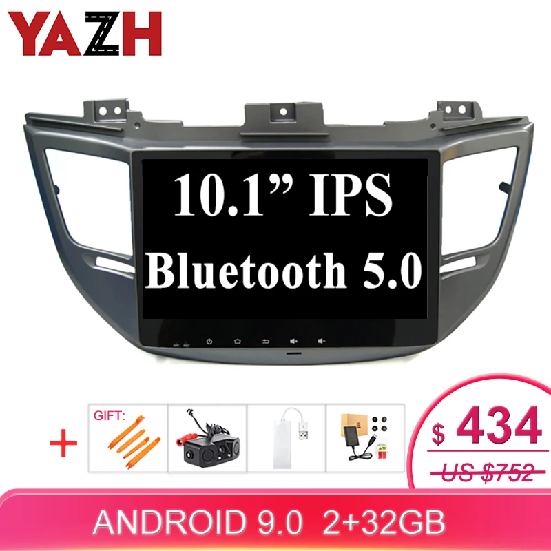 Автомагнитола YAZH 2 Din Android 9 0 для Hyundai IX35/Tucson 2017 с 10 1 дюймовым ISP дисплеем 1024*600 HD/Bluetooth