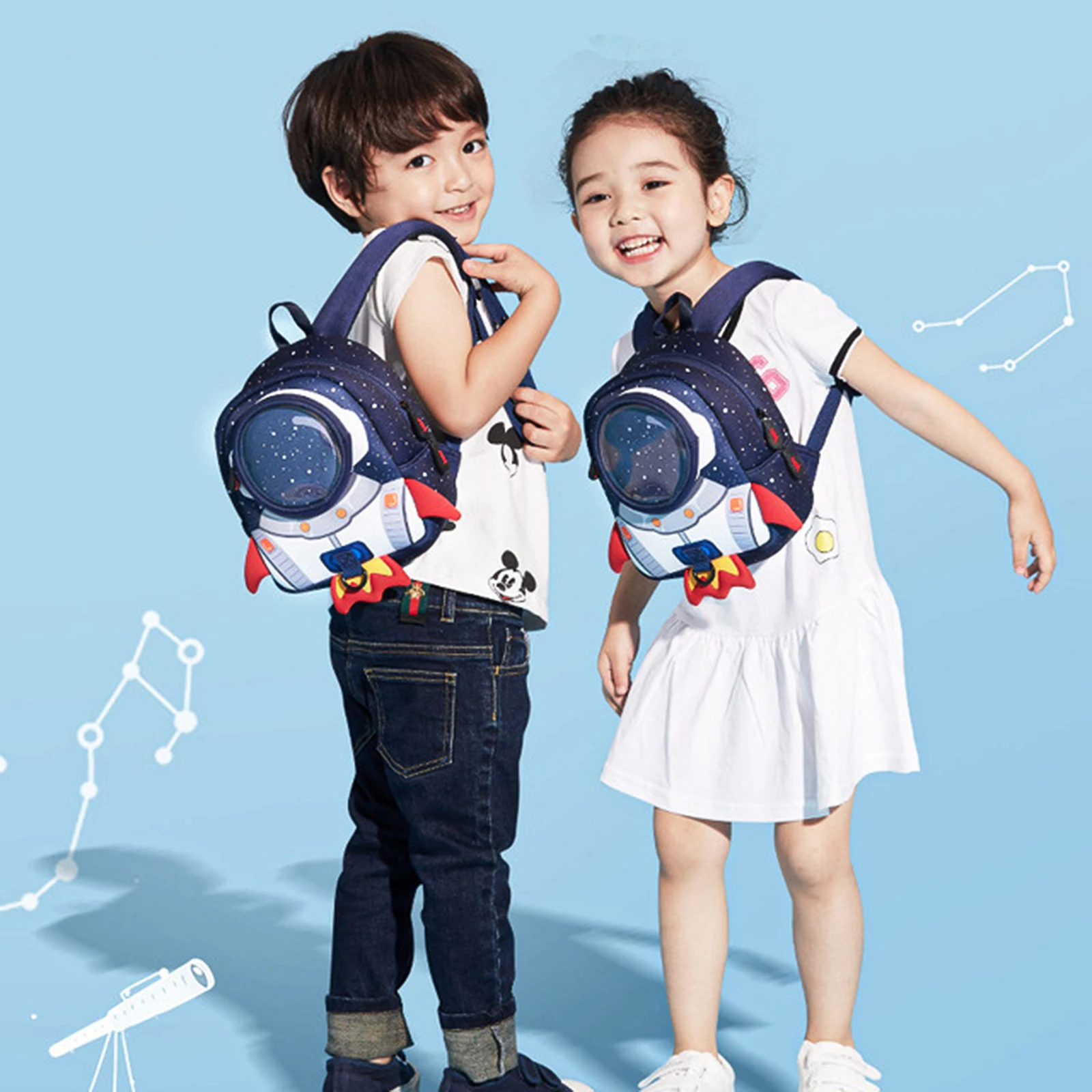 

3d Rocket Boys And Girls Anti-lost Schoolbags High-quality Cartoon Schoolbags Children's Kindergarten Backpack Children's Gifts