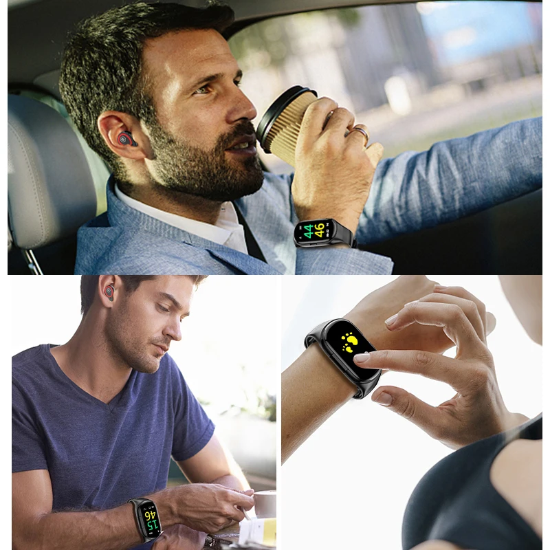 Новейшие умные часы M1 с bluetooth-наушниками измеритель артериального давления