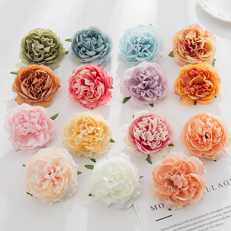 

5PCS Silk Peony Head Wall Wedding Bridal Accessories Clearance Gifts Party Home Decor Christmas Wreath Artificial Roses Flowers