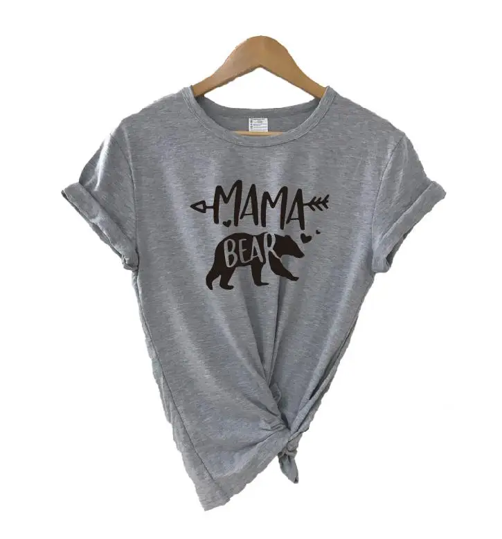 gray t black MAMA Одинаковые футболки для всей семьи с изображением медведя, мамы, медведя, папы, медведя, футболки, повседневные футболки с короткими рукавами для маленьких девочек, хлопковые футболки, Прямая поставка - Цвет: gray t black MAMA