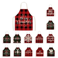 christmas apron eye catching wear resistant flax waterproof unisex cooking apron for home