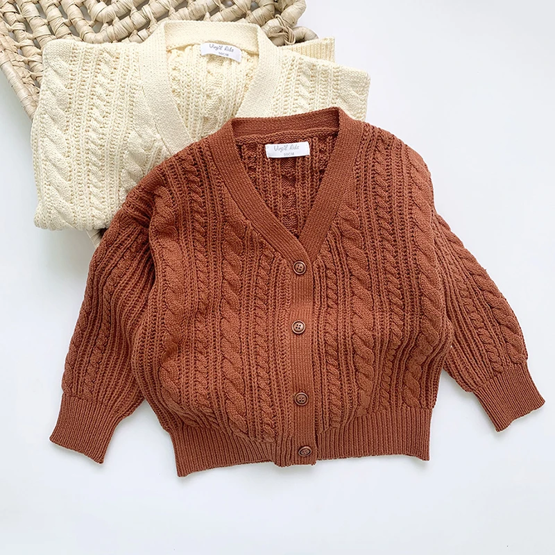 

Демисезонная вязаная куртка для маленьких мальчиков и девочек, пальто, Детский кардиган, свитеры, вязаный кардиган для новорожденных девоч...