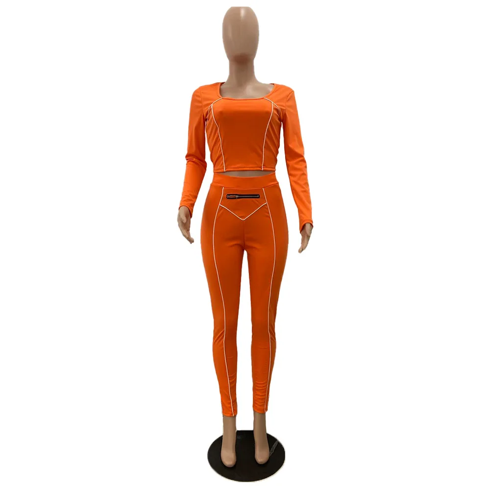 

Autumn Winter Women's Set Striped Fintness Sweater + long pants streetwear Sportsuit clothes for women outfit