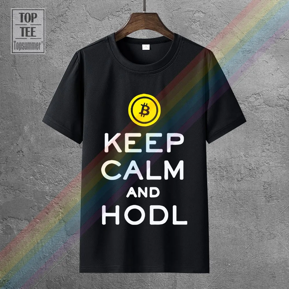 

Bitcoin Keep Calm And Hodl Crypto Currency Cool T Shirts For Men Teenage O-Neck Short Sleeve Cotton T-Shirt Tees Tops