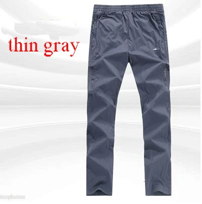 grey thin Pants Men Easy Thickening Sweatpants Windbreak Add Cotton Fleece Warm Trousers Men Student Casual Long Pants Joggers Streetwear - Цвет: grey thin