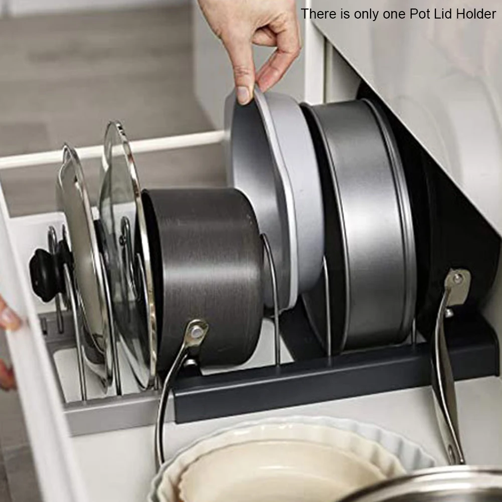 

Home Bakeware Cutting Board Stainless Steel Pot Lid Holder Extendable Adjustable Layers Kitchen Cabinet Cookware Storage Rack