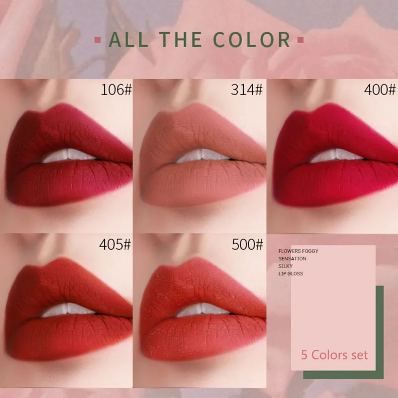 

5 Colors Makeup Lip Gloss Set Lips Glaze Matte Liquid Lipstick For Ladies Long Lasting Waterproof Moisturize Lip Tint