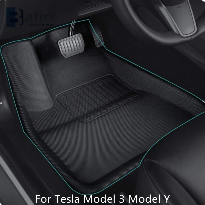 

BAFIRE 3D Foot Pad For Tesla Model 3 Model Y Custom Floor Liner Fully Surrounded Floor Mats Waterproof Non-Slip Carpet 2021New