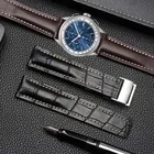 Ремешок из натуральной телячьей кожи для наручных часов Breitling, 20 мм 22 мм со складной пряжкой, ремешки из телячьей кожи коричневого, голубого и черного цвета