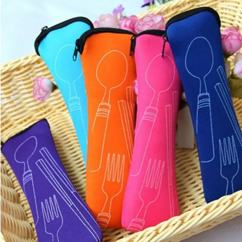 

Stainless Steel Dinnerware Set Travel Cutlery Camping Tableware Reusable Spoon/Fork/Knife Utensils Set with Spoon Portable Case