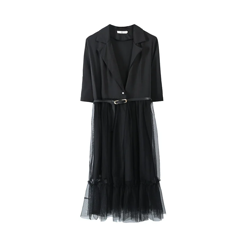 Новинка 2019 корейский стиль большой размер женский костюм воротник кружевное