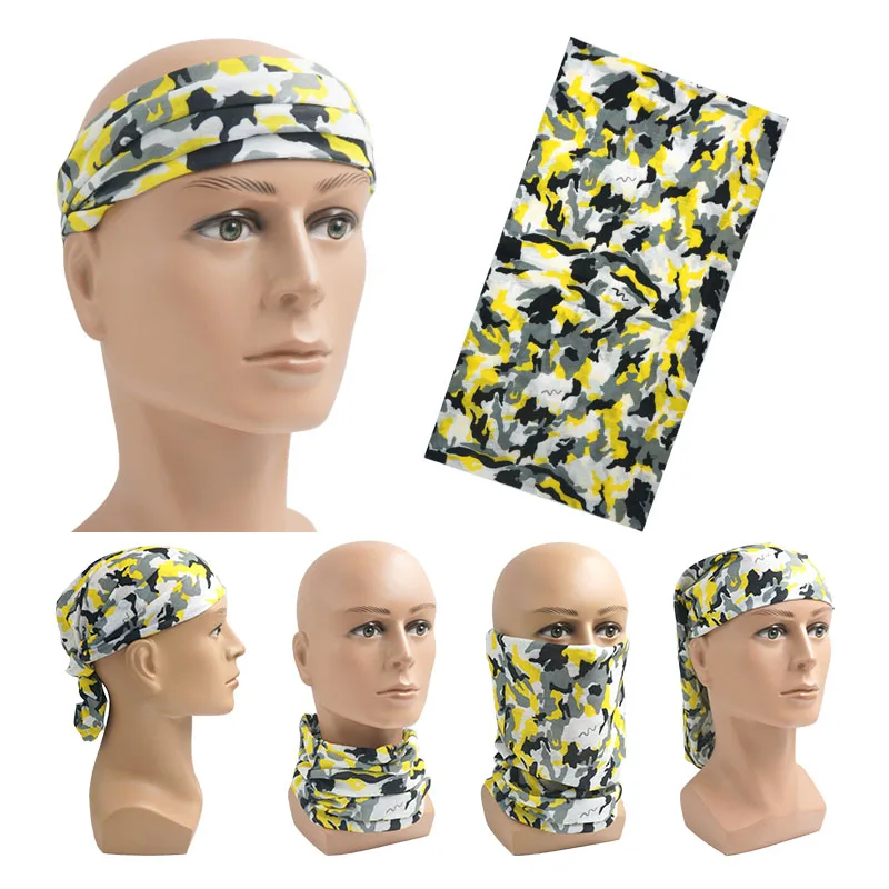 

Classic Design Yellow/Black/White Camouflage Tube Bandana Casual Multifunction Decorate Face Shield Camping Hunting Men's Scarf