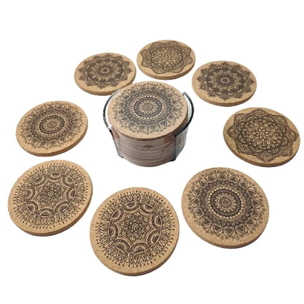 Подставки 8 шт./компл. Nordic Mandala Design круглая пробка премиум деревянные подставки