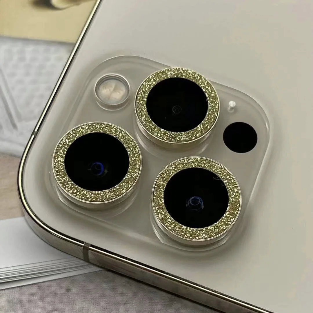 

Metal Ring Lens Paste For iPhone 13 12 11 Pro Max mini Flash Drill Fine Sand 12pro Flash Pink Hawkeye Glasses Protector Len Film