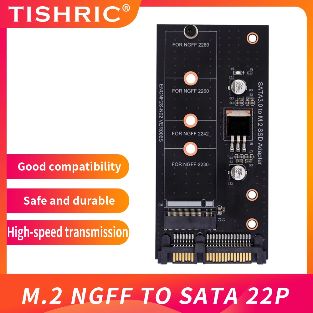 Адаптер TISHRIC SATA3.0 на M.2 SSD один порт NGFF в SATA плата адаптера 22PIN PCI-E Express для 2280 2260 2242 2230