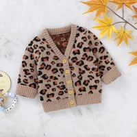 autumn and winter childrens clothing kids top infant sweater leopard print child coat knitwear baby clothes toddlers jacket
